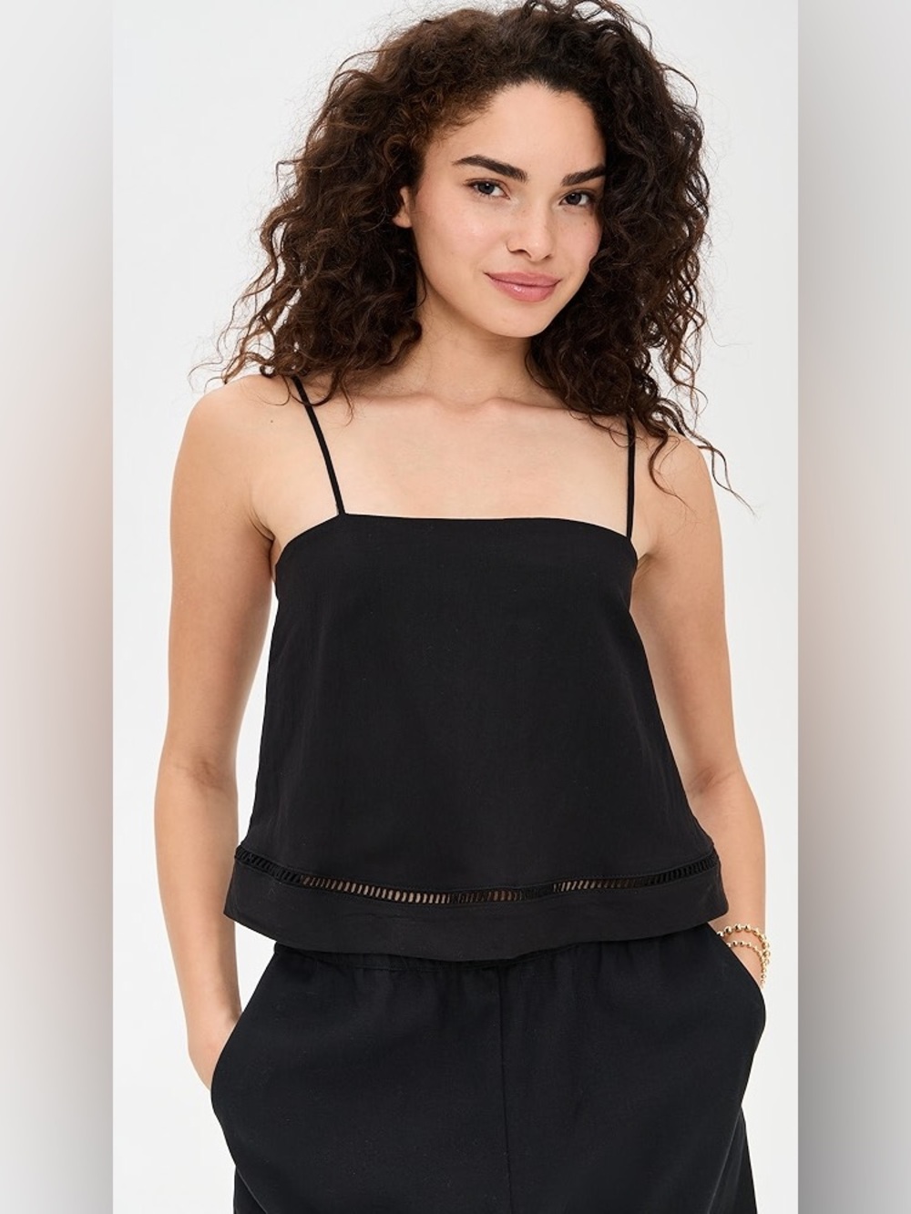 🆕 Z Supply La Luz Textured Black Spaghetti Strap Tank NWT SZ MED